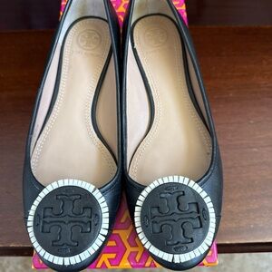 Tory Burch Black and White Loafers 5.5